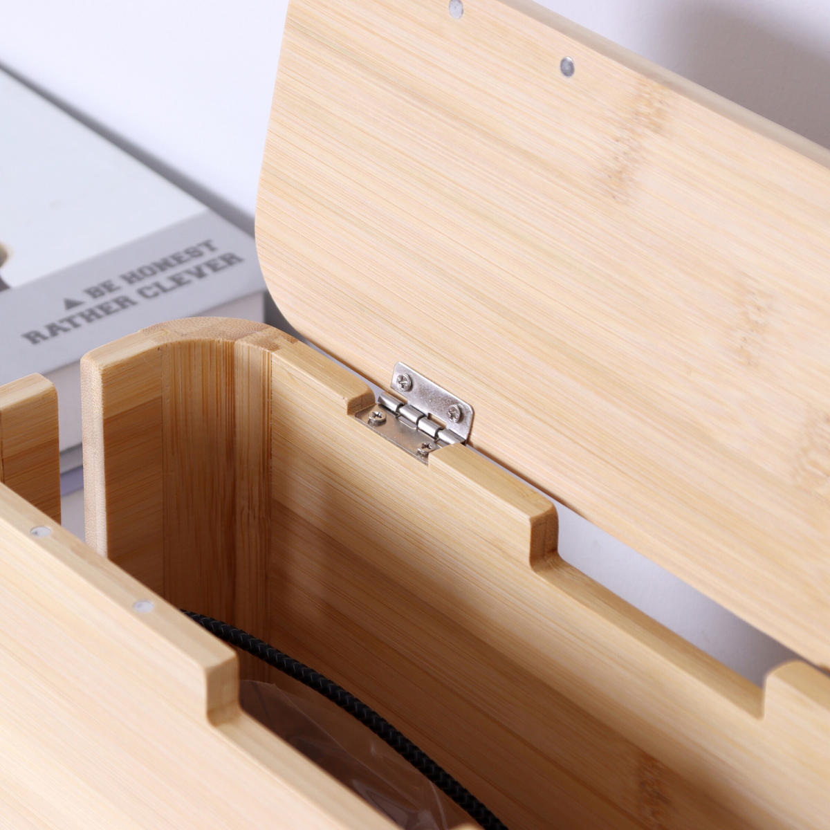 KABELBOX - Hellbraun, Holz/Metall (13.5/34/14.5cm) - Relaxdays