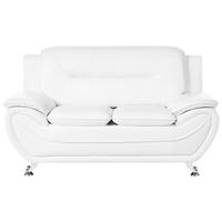 2-SITZER-SOFA Kunstleder Weiß Leira - Silberfarben/Weiß, Kunststoff (147/86/78cm) - Beliani