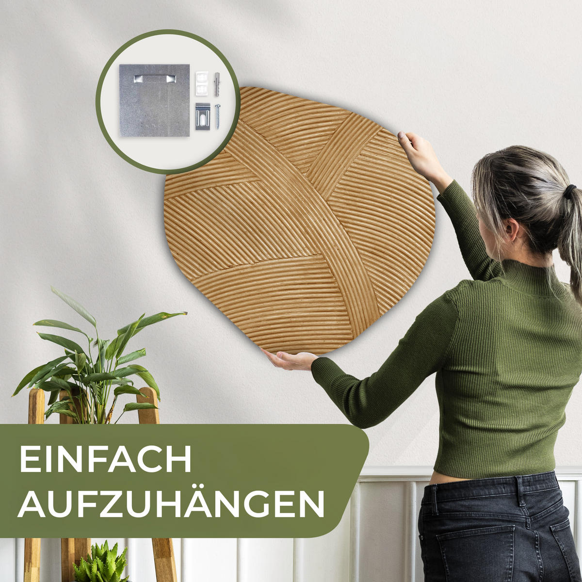 WANDBILD Struktur - Natur - Kunst - Rattan 60x60 cm - Naturfarben, Kunststoff (60/60cm) - MuchoWow