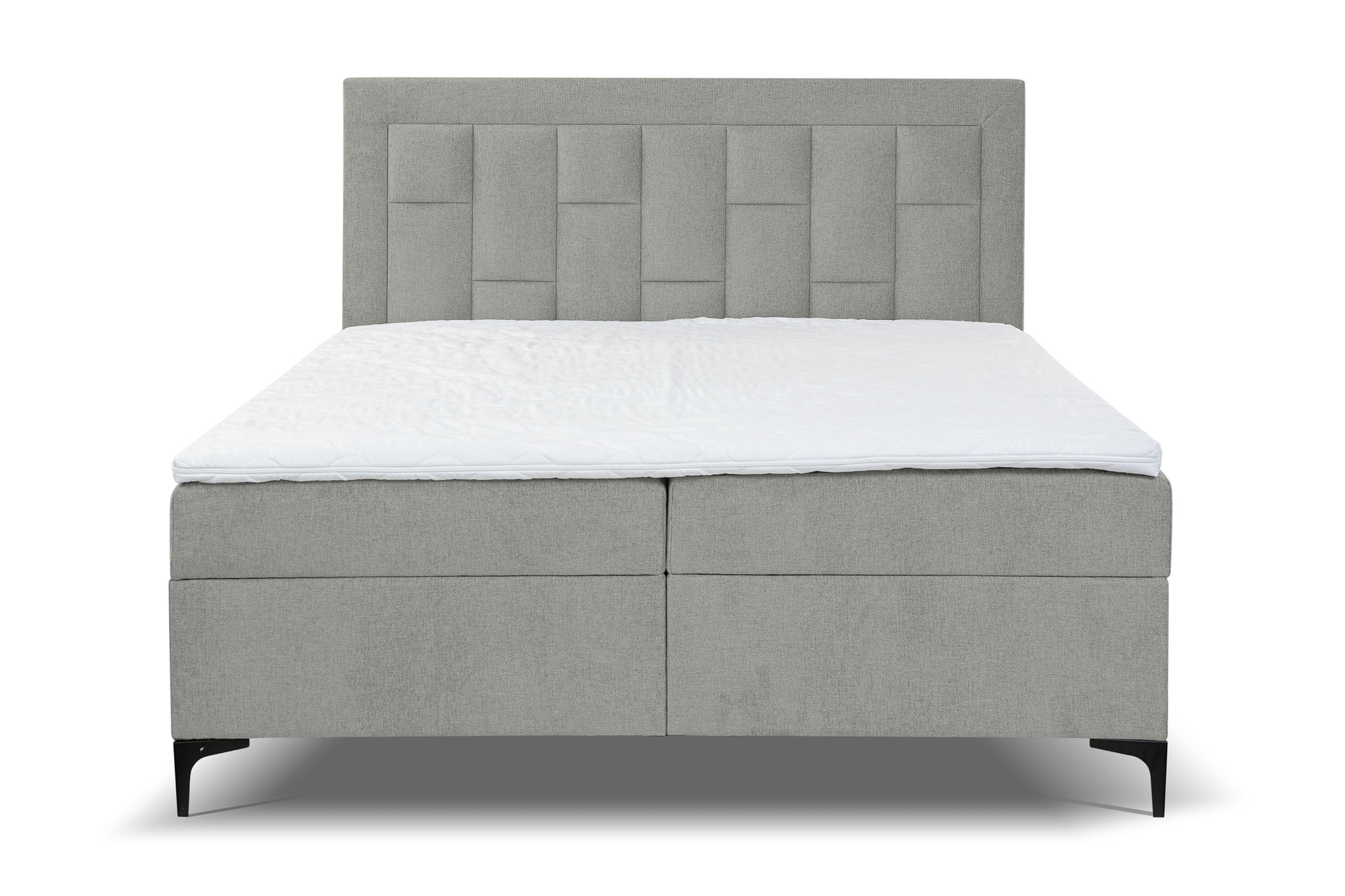 BOXBETT VENEZIA mit 2 Bettkästen, Maße: 140x200 cm, Farbe: Grau, Velourstoff, mit Bonell-Matratze inkl. Topper - Grau, Holz/Kunststoff (140/200cm) - VENASI MÖBEL