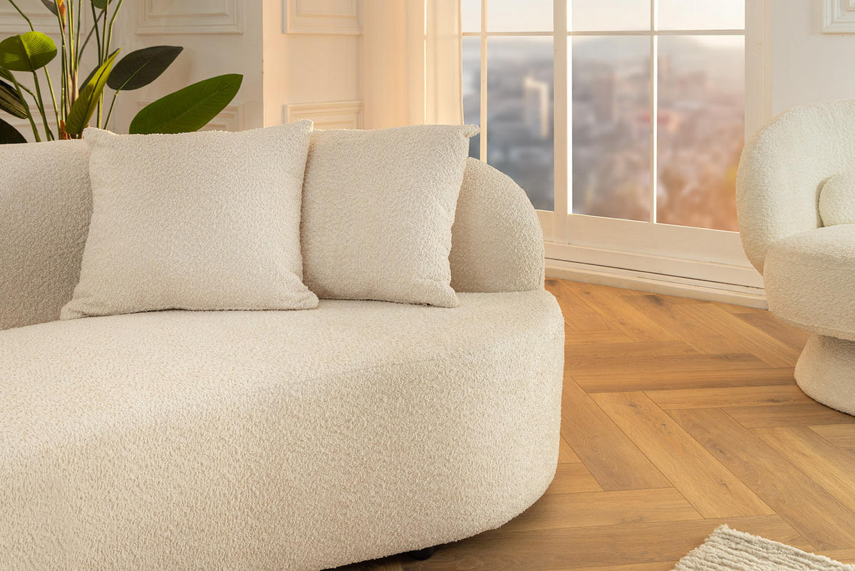 3-SITZER SOFA ATELIER Bouclé Beige 230 cm - Beige/Schwarz, Kunststoff/Textil (230/70/110cm) - riess-ambiente