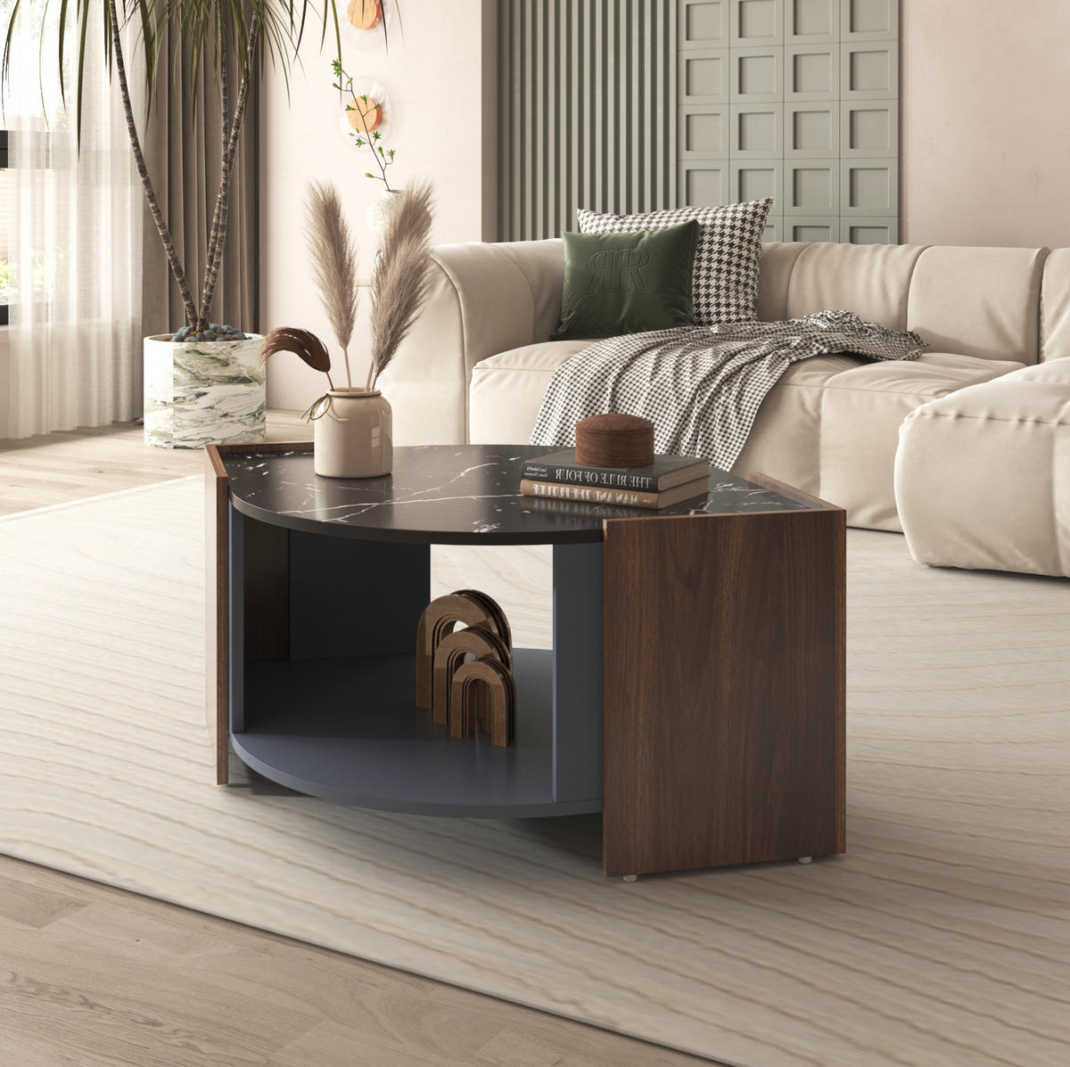 COUCHTISCH aus Spanplatte 96,5x63x40 cm in Schwarz mit Ablagefach - Schwarz, Holzwerkstoff (96.5/63/40cm) - Modfu