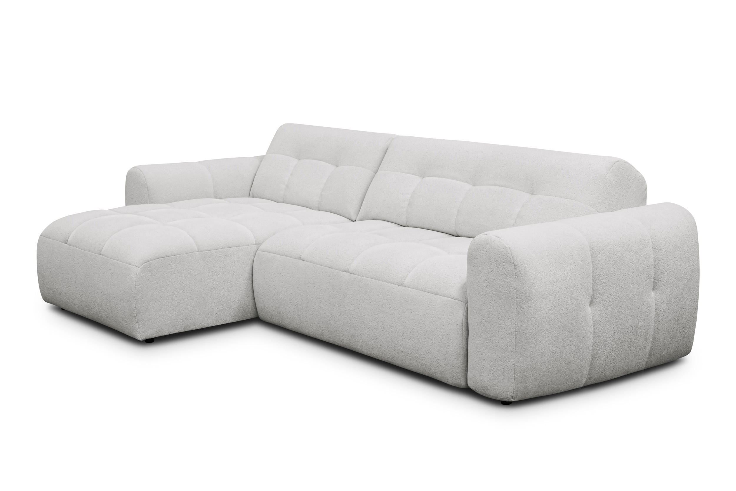 ECKSOFA LUMERO 4-Sitzer LINKS, hellgrau - Hellgrau/Schwarz, Holz/Textil (275/166cm) - Courtois Laville