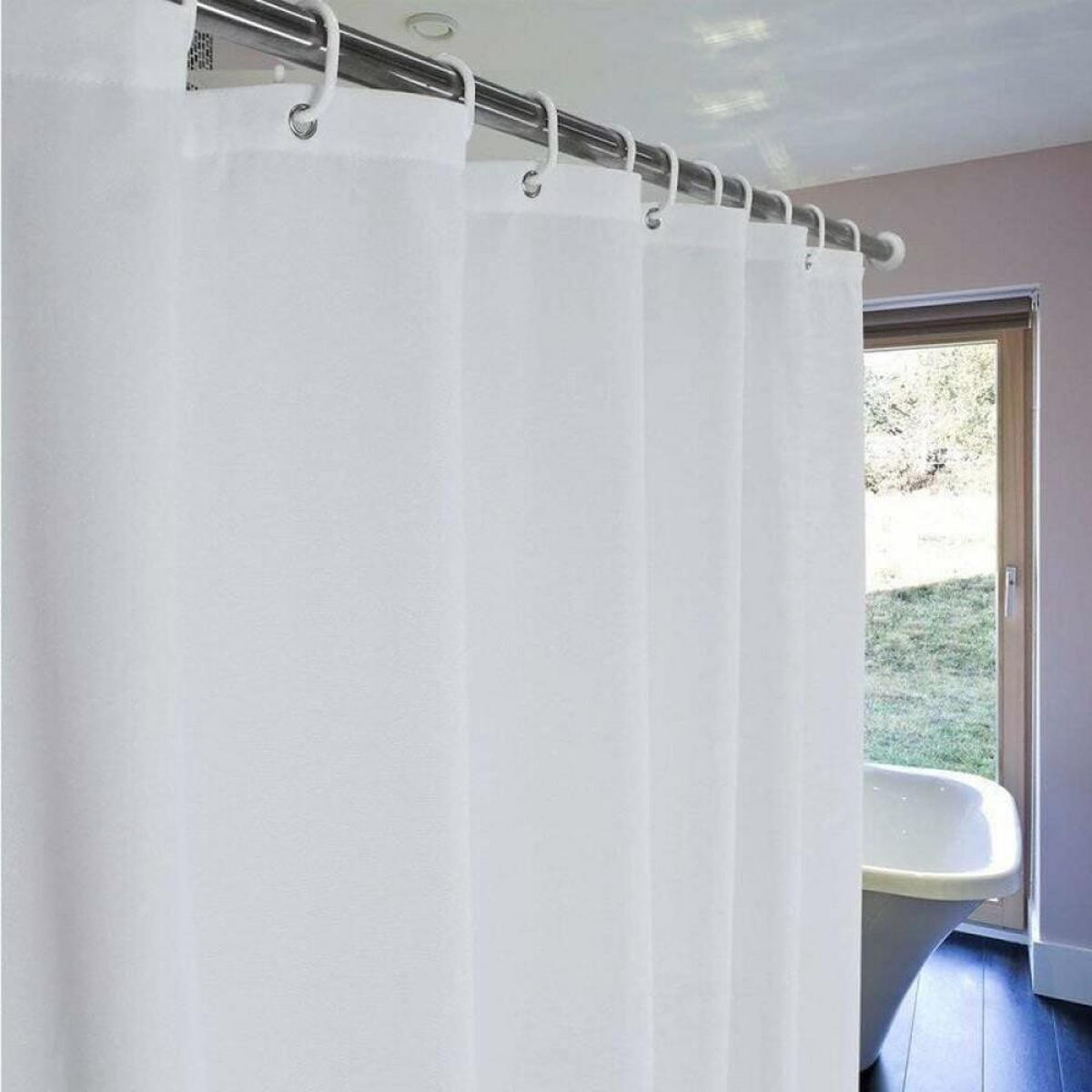 DUSCHVORHANG Weiß 200 x 240 cm wasserdicht schimmelresistent rostfrei mit Haken - Weiß, Textil (200/240cm) - MCBOSON
