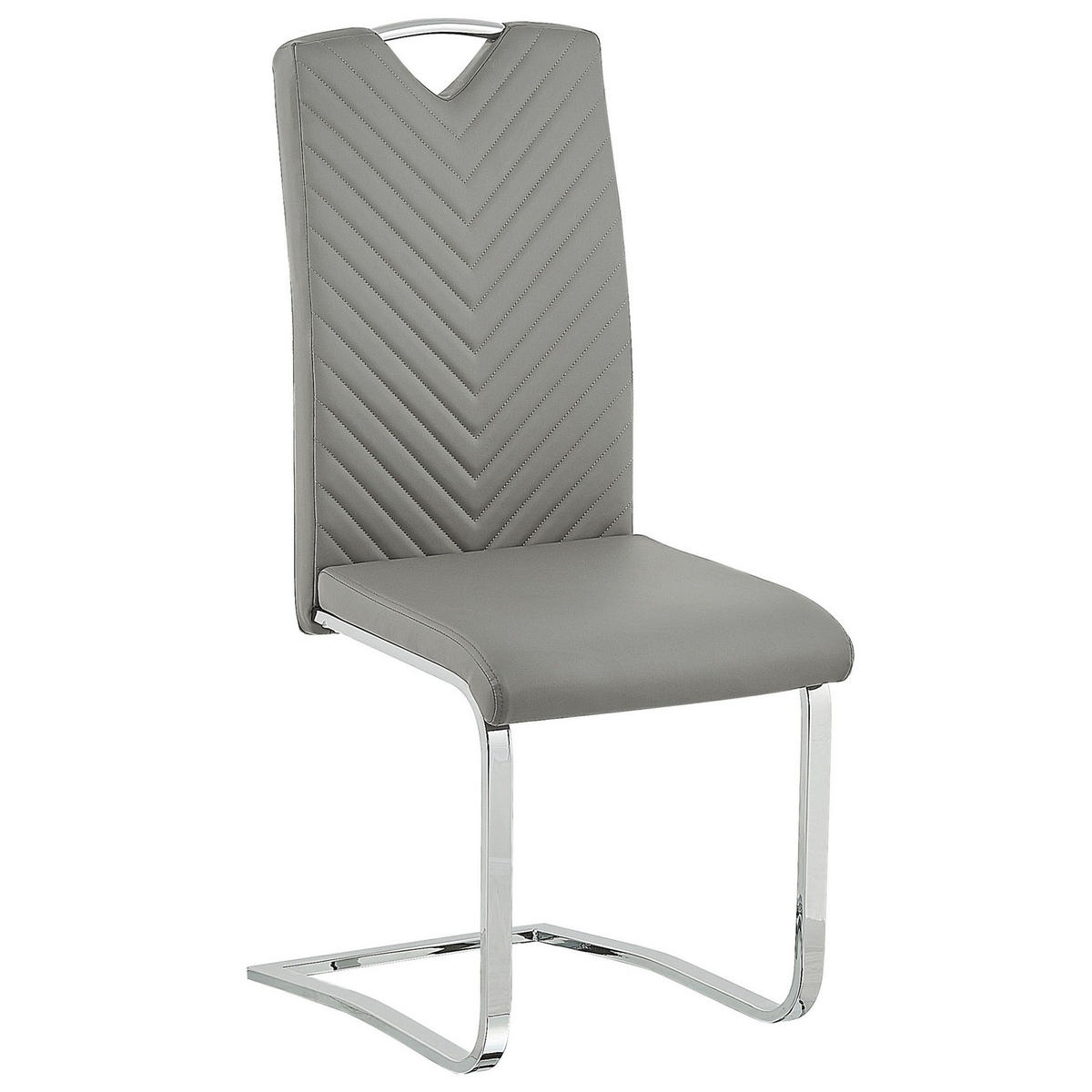 STUHL 2er-Set Kunstleder Grau Picknes - Grau, Textil/Metall (43/105/55cm) - Beliani