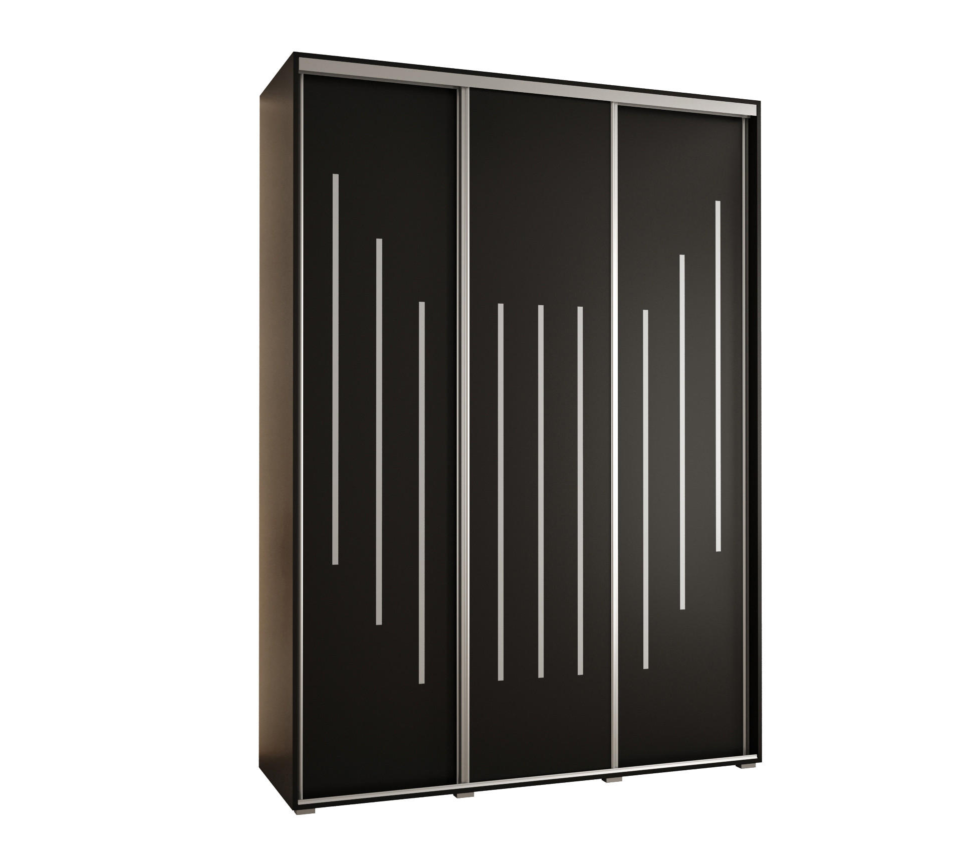 Abiks Möbel SCHWEBETÜRENSCHRANK Schwarz, Schwarz, Silber 170cm × 60cm × 235cm