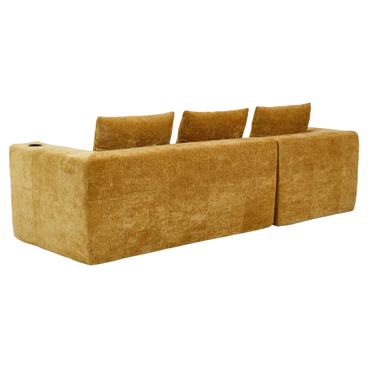 ECKSOFA 255/161/64 cm Gelb mit Getränkehalter - Gelb, Textil (258/163cm) - Oxeza