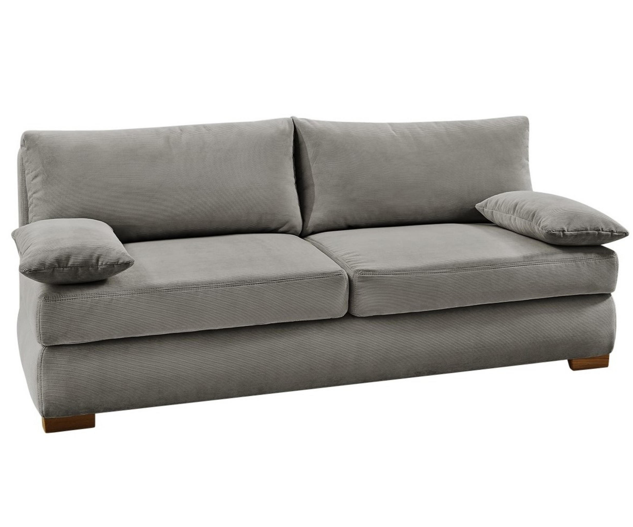 DAUER-SCHLAFSOFA Federkern Topper Bettkasten B201/T110/H88 cm, Liegefläche 160x200 cm, Feincord Hellgrau / 15152 - Wildeiche/Hellgrau, Holz/Textil (201/88/110cm) - luma-home