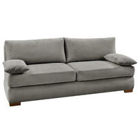 DAUER-SCHLAFSOFA Federkern Topper Bettkasten B201/T110/H88 cm, Liegefläche 160x200 cm, Feincord Hellgrau / 15152 - Wildeiche/Hellgrau, Holz/Textil (201/88/110cm) - luma-home