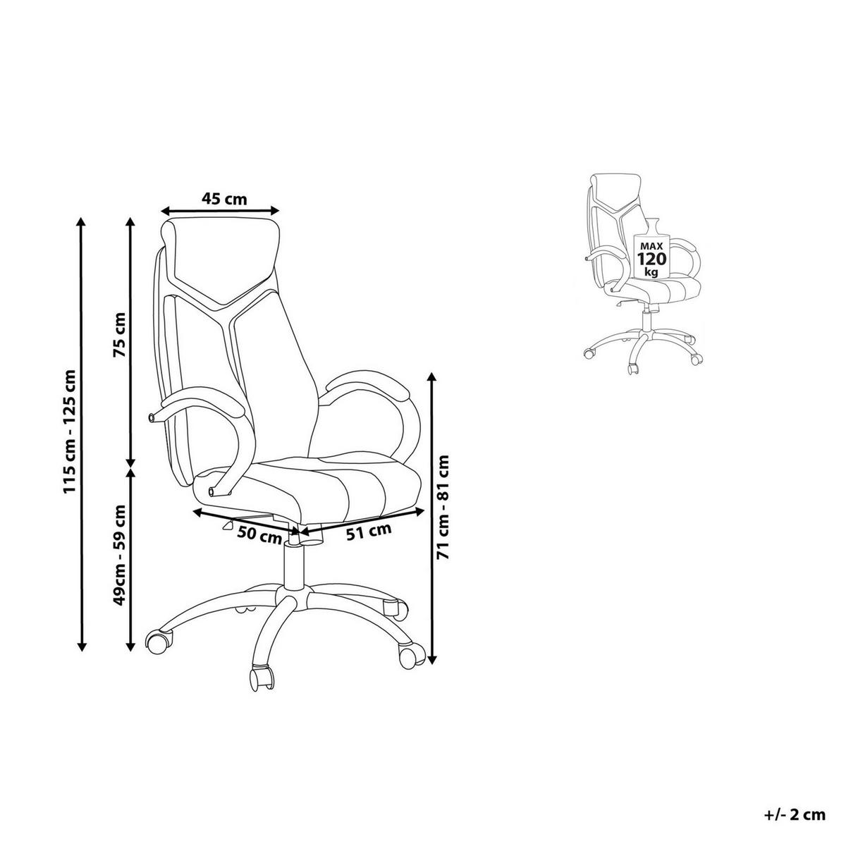 BÜROSTUHL Kunstleder Schwarz Formula - Schwarz, Kunststoff/Textil (63/115/72cm) - Beliani