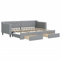 TAGESBETT Ausziehbar Mit Schubladen Hellgrau 80/200 Cm Stoff - Grau, Textil (80/200cm) - vidaXL