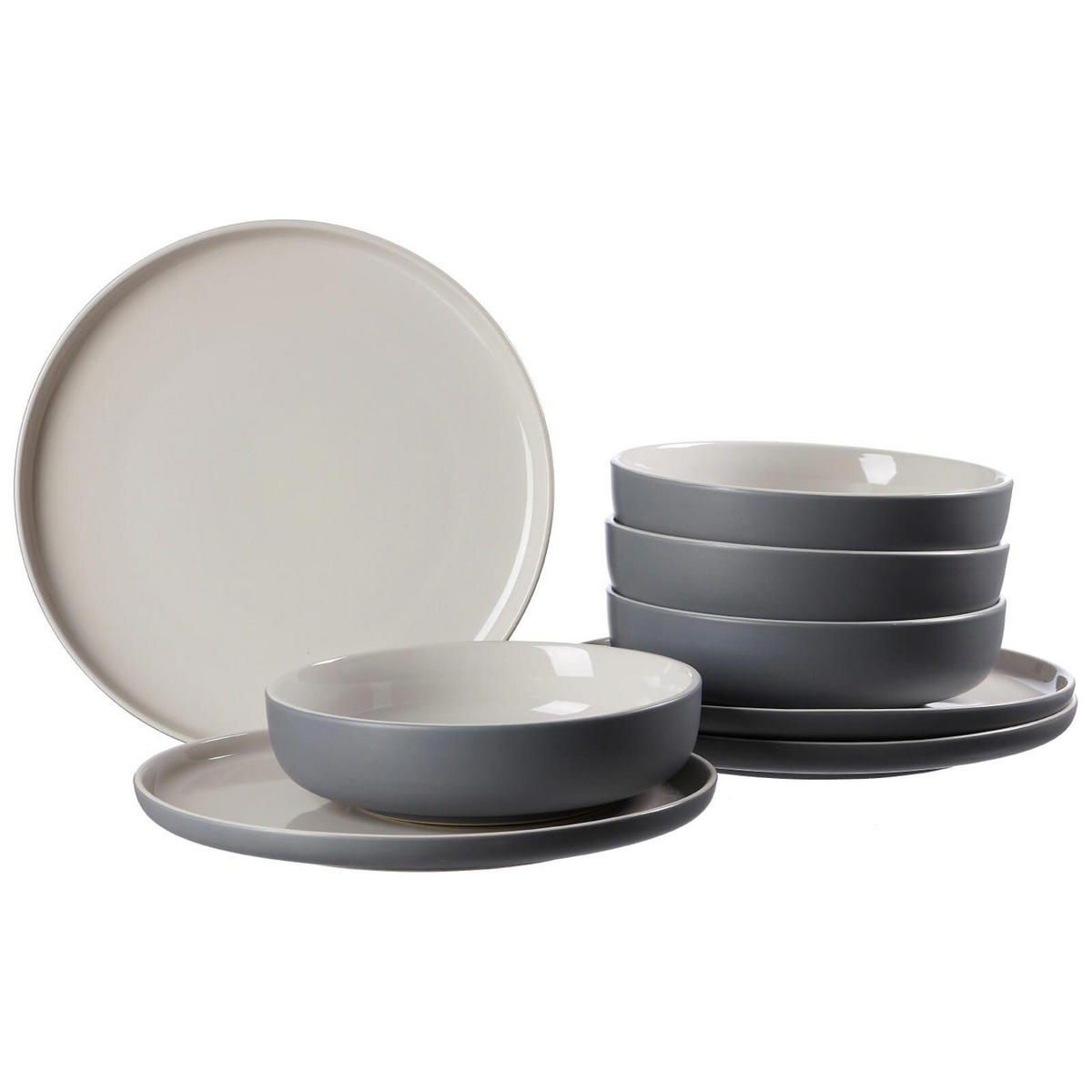 TAFELSERVICE Jasper schwarz-grau 16er Set - Schwarz/Grau, Keramik (1/1/1cm) - Ritzenhoff Breker