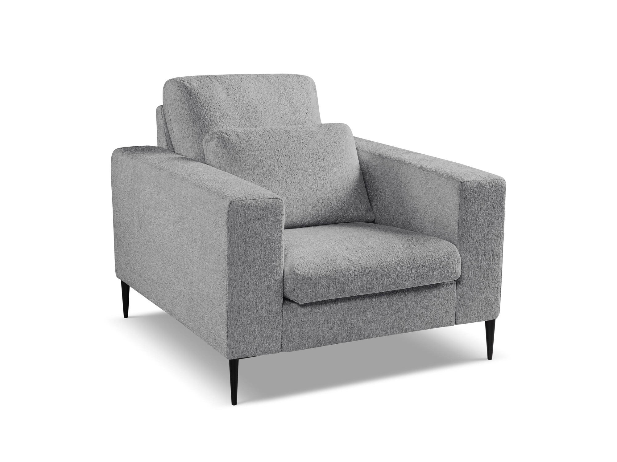 SESSEL Chenille Stoff Grau - Hellgrau/Schwarz, Holzwerkstoff/Textil (93/88/105cm) - Makamii