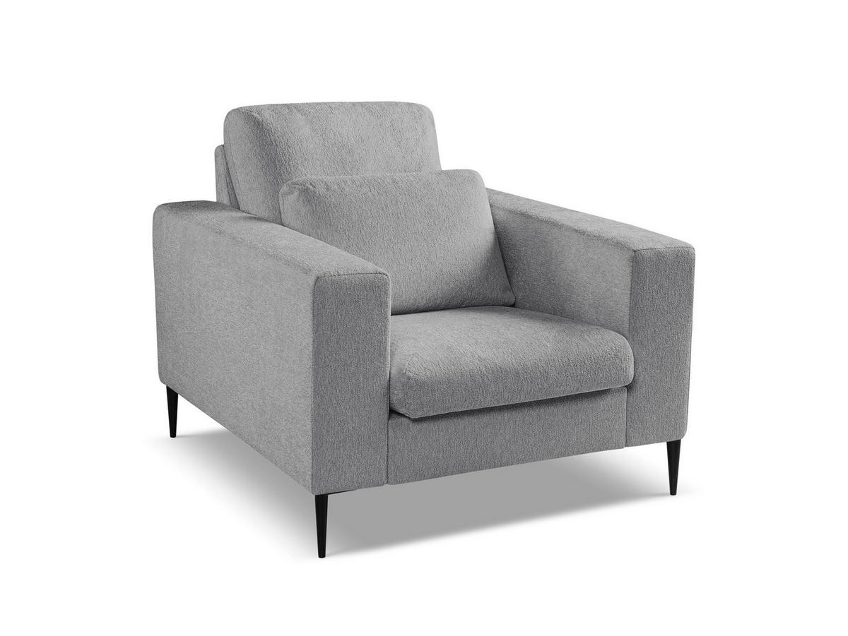 SESSEL Chenille Stoff Grau - Hellgrau/Schwarz, Holzwerkstoff/Textil (93/88/105cm) - Makamii