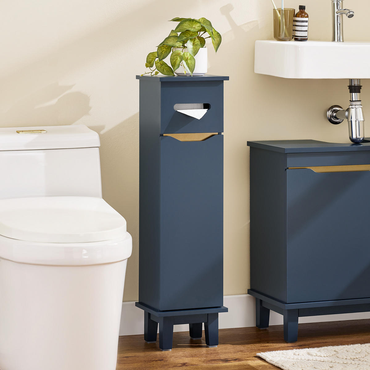 TOILETTENROLLENHALTER Blau - Blau, Holz/Holzwerkstoff (22/81/20cm) - SoBuy