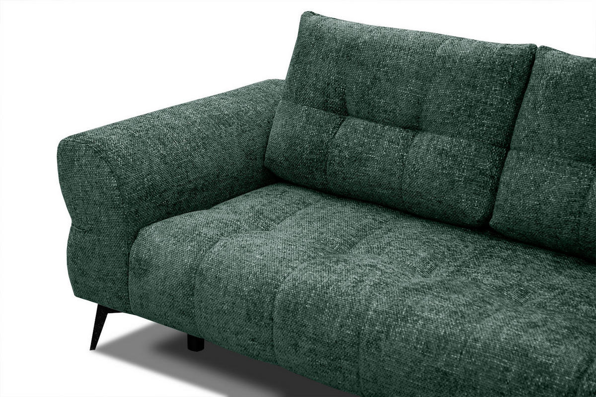 ECKSOFA SALVINI 5-Sitzer, smaragdgrün - Smaragdgrün/Schwarz, Holzwerkstoff/Textil (292/158cm) - Courtois Laville