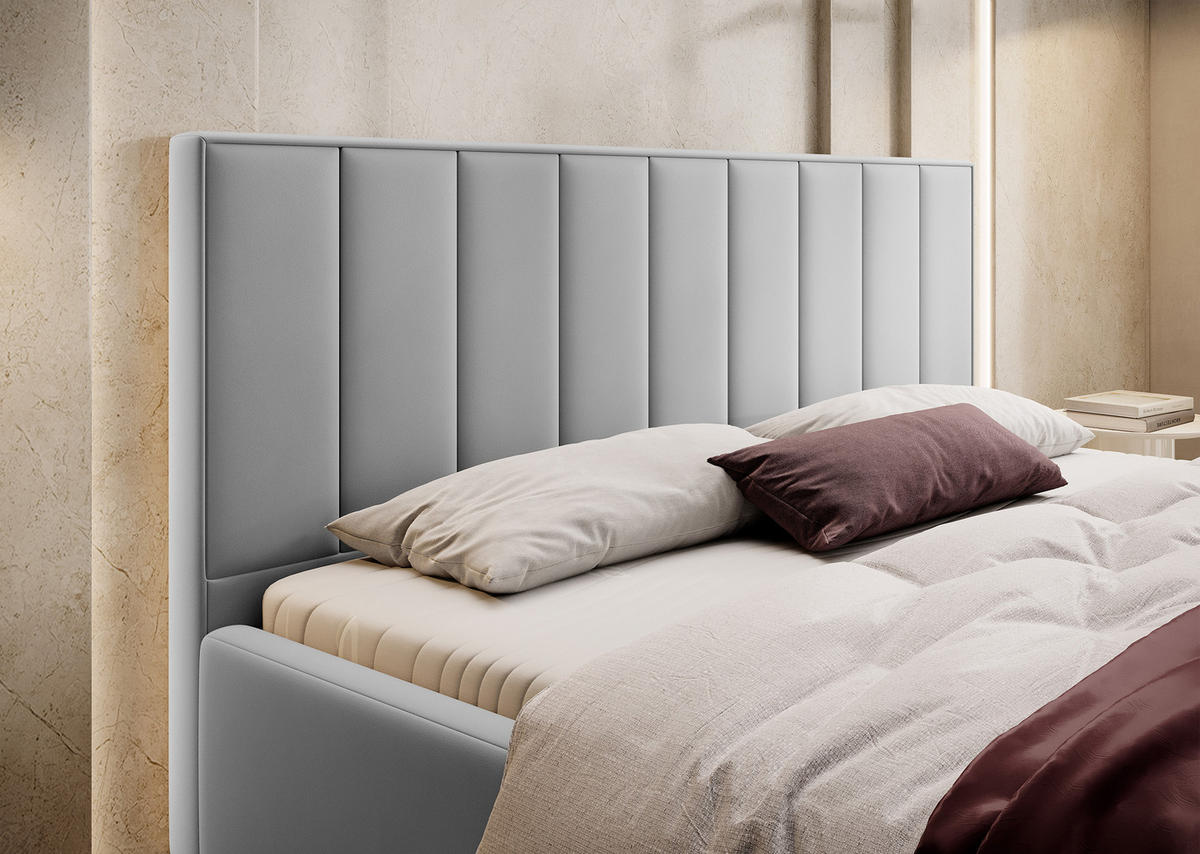 POLSTERBETT Rinus Hellgrau Plüsch mit Bettkasten 200 cm - Hellgrau, Textil (200/200cm) - Selsey