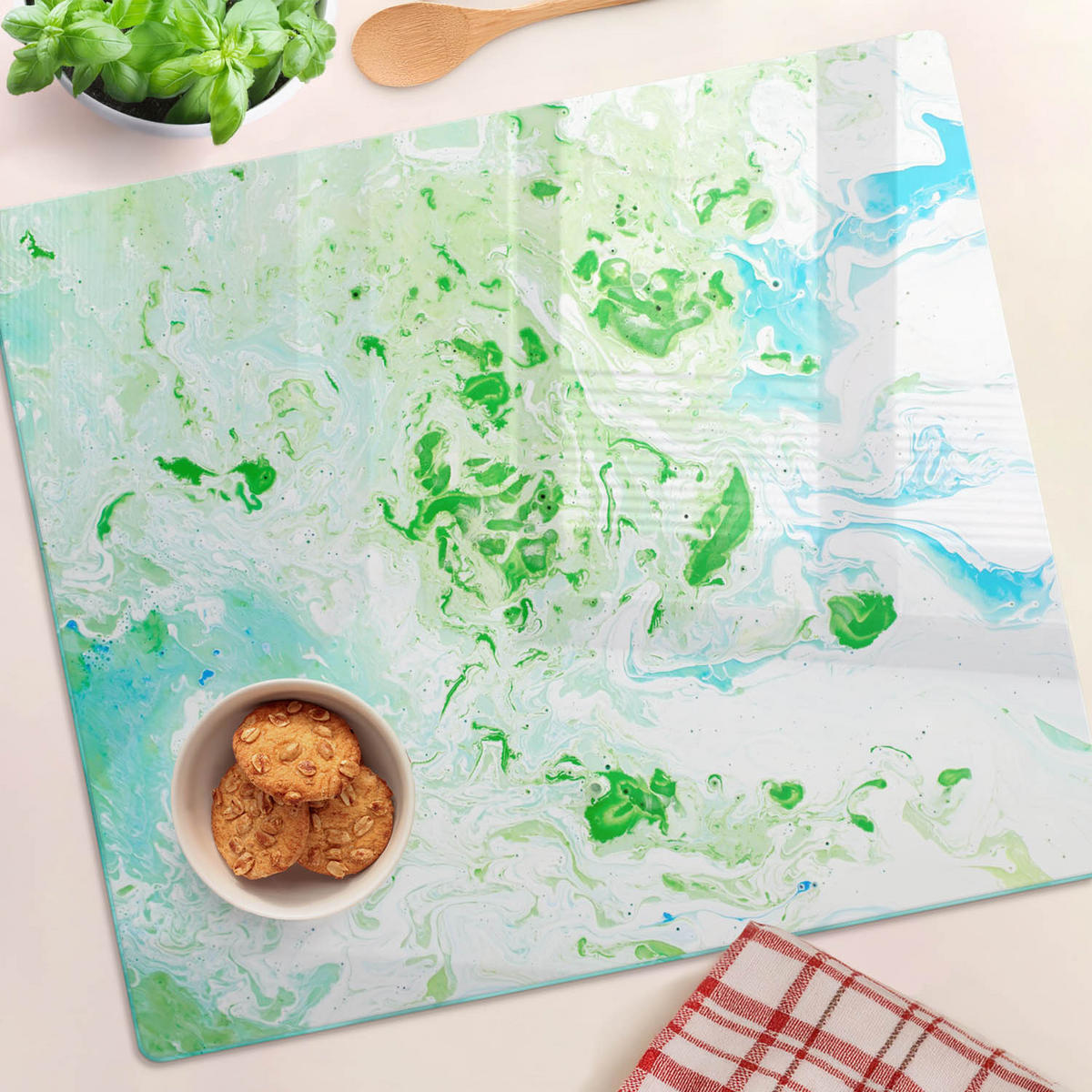 GLASPLATTE 60x52 cm Abstrakt - Multicolor, Glas (60/0.4/52cm) - TULUP