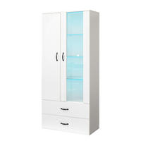 VITRINENSCHRANK weiß mit Acryltür, Glasböden und App-gesteuerter USB-LED 59,5 × 35 × 182 cm aus Spanplatte - Weiß, Holzwerkstoff (59.5/182/35cm) - Luhomfu