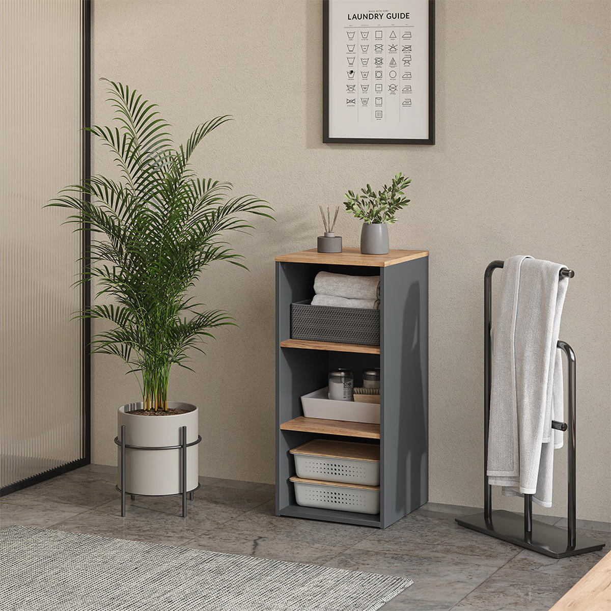 MIDISCHRANK Viktor Anthrazit/Goldkraft Eiche 40.2 x 88.2 cm - Honigeiche/Anthrazit, Holzwerkstoff (40.2/88.2/40.5cm) - Vicco