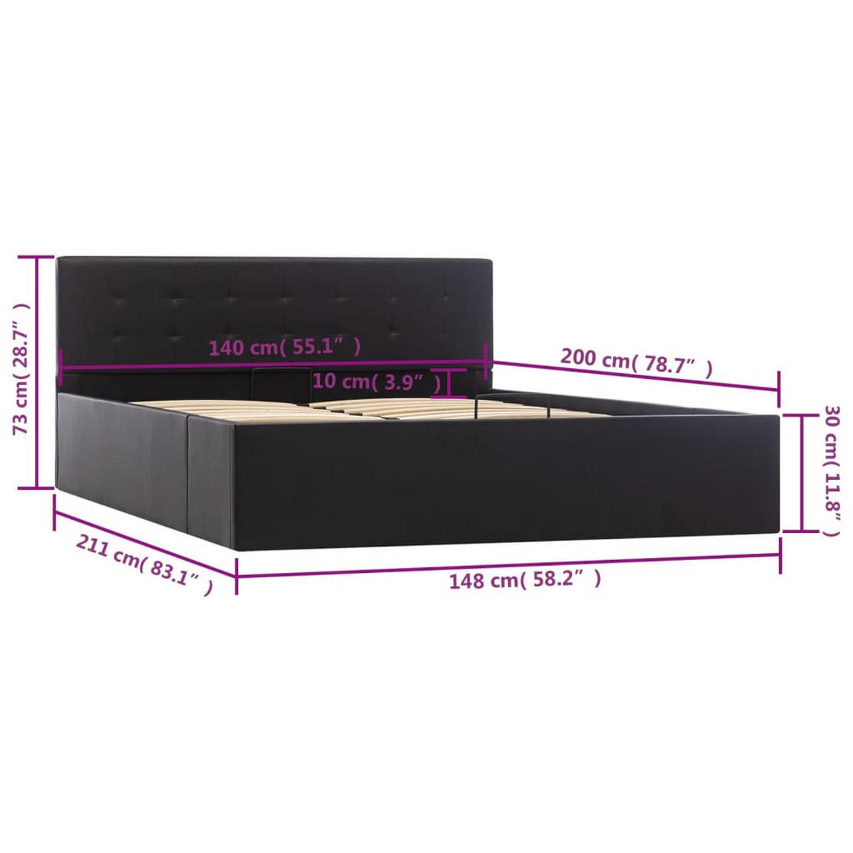 METALLBETT Jamison 148/211 cm - Schwarz, Metall (140/200cm) - Nettlife