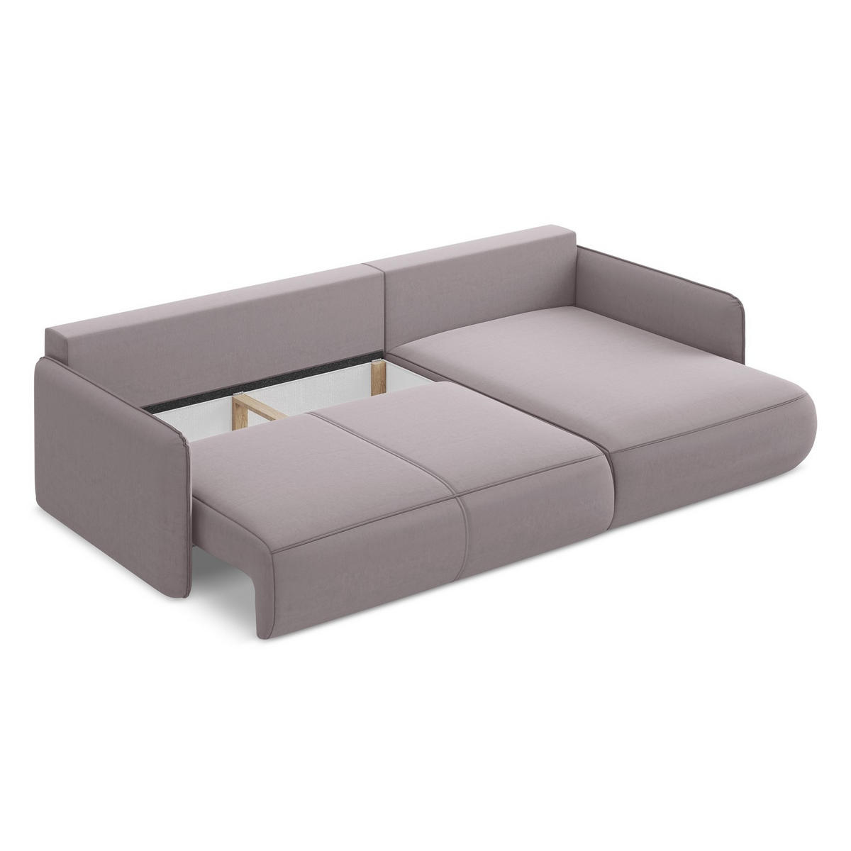 ECKSOFA mit Schlaffunktion Samt Stoff Violett - Lila/Flieder, Kunststoff/Textil (240/148cm) - LaMiaSofa