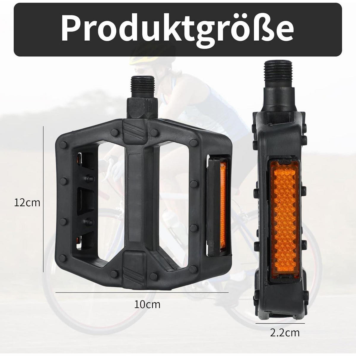 FAHRRADPEDALE mit Reflektoren Schwarz - Schwarz, Kunststoff (10/2.2/12cm)