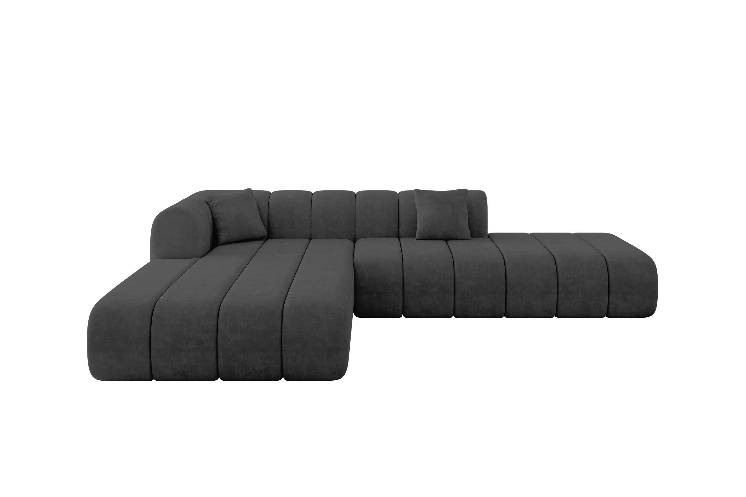 ECKSOFA Ottomane Links BILA-L 289x176x71 Dunkelgrau Samt - Dunkelgrau/Anthrazit, Holzwerkstoff/Kunststoff (176/289cm) - ALTDECOR