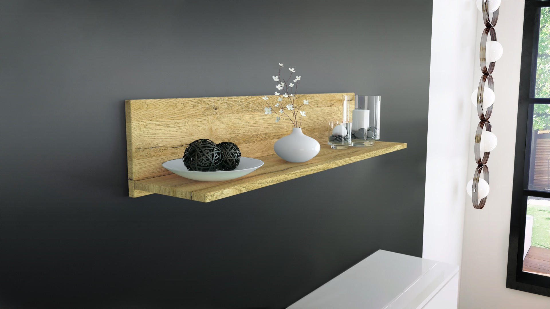WANDREGAL Skadu Eiche Natur - Eichefarben, Holzwerkstoff (97.5/18.5/18.5cm) - Vladon
