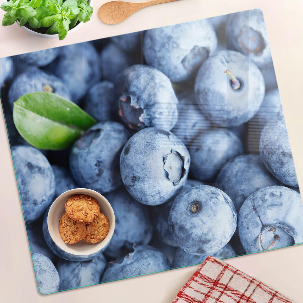 GLASPLATTE 60x52 cm Blaubeeren - Blau, Glas (60/0.4/52cm) - TULUP