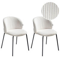 ESSZIMMERSTUHL 2er-Set Cremeweiß Miles - Schwarz/Weiß, Textil (53/83/55cm) - Beliani