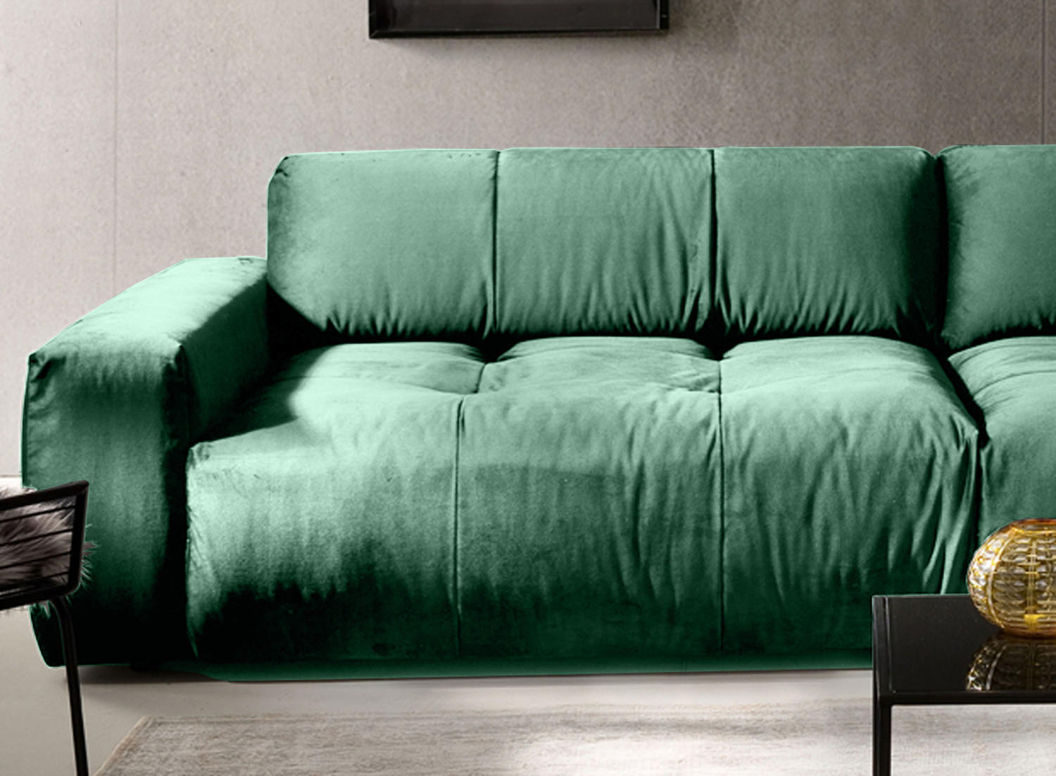 Thumbnail - Kawola Sofa, Smaragdgrün, Textil, 3-Sitzer, Füllung: Komfortschaum, 298x74x120 cm, Wohnzimmer, Sofas & Couches, Sofas