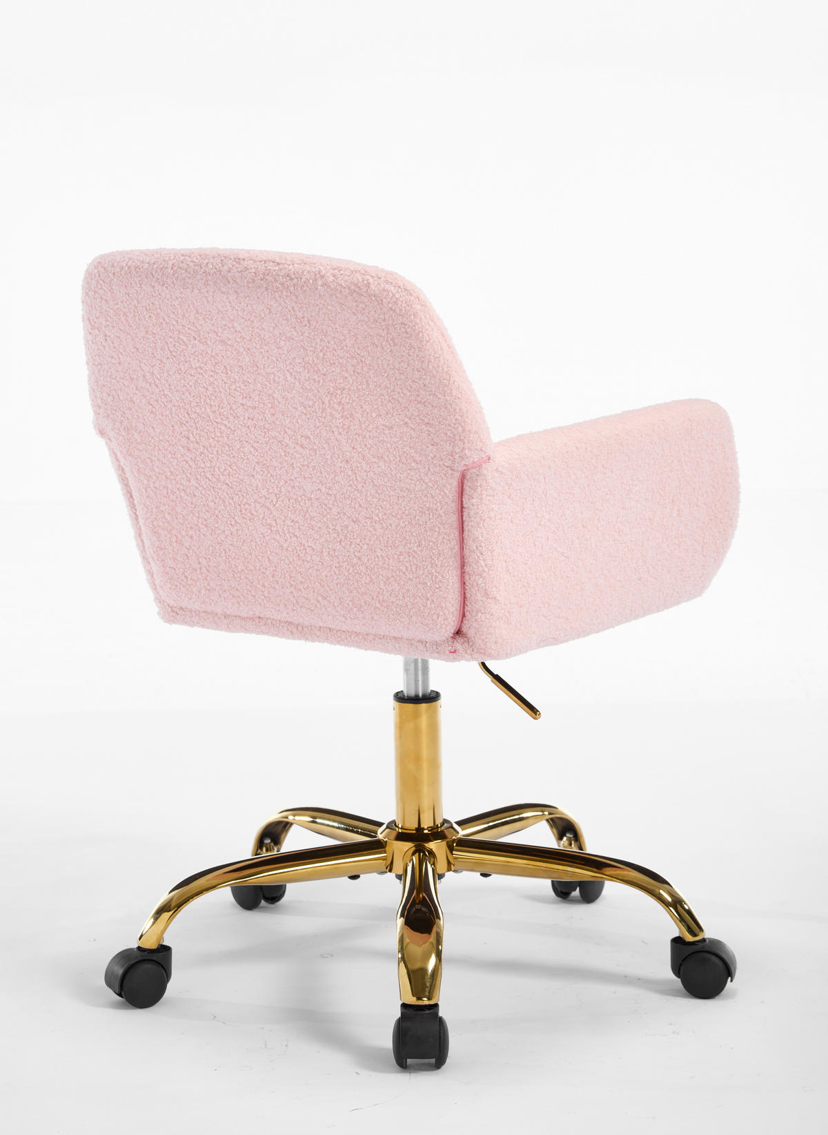 DREHSTUHL DE-41052 mit Kunstpelz-Bezug und goldenen Beinen Rosa - Pink, Metall (53/55/53cm) - ComfortXL