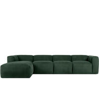 ECKMODULSOFA-LINKS BUFFO 6-Sitzer mit extrem weicher Sitzfläche, Kordstoff, dunkelgrün - Dunkelgrün, Textil (377/180cm) - KONSIMO®