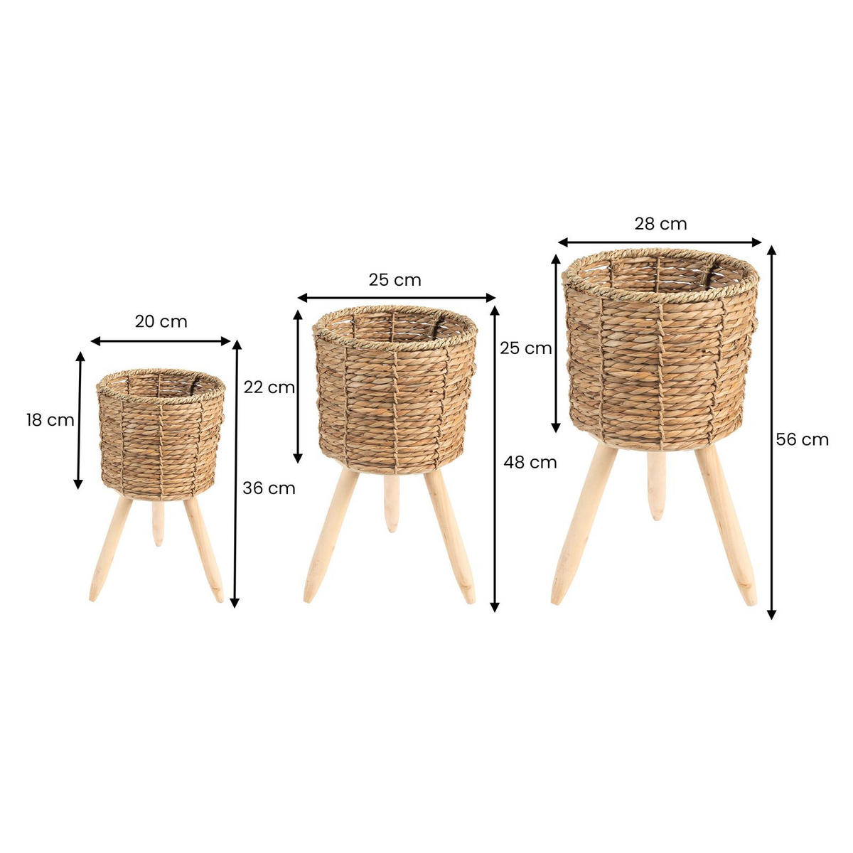 PFLANZKÖRBE TONGA - Naturfarben, Holz (55cm) - IDIMEX
