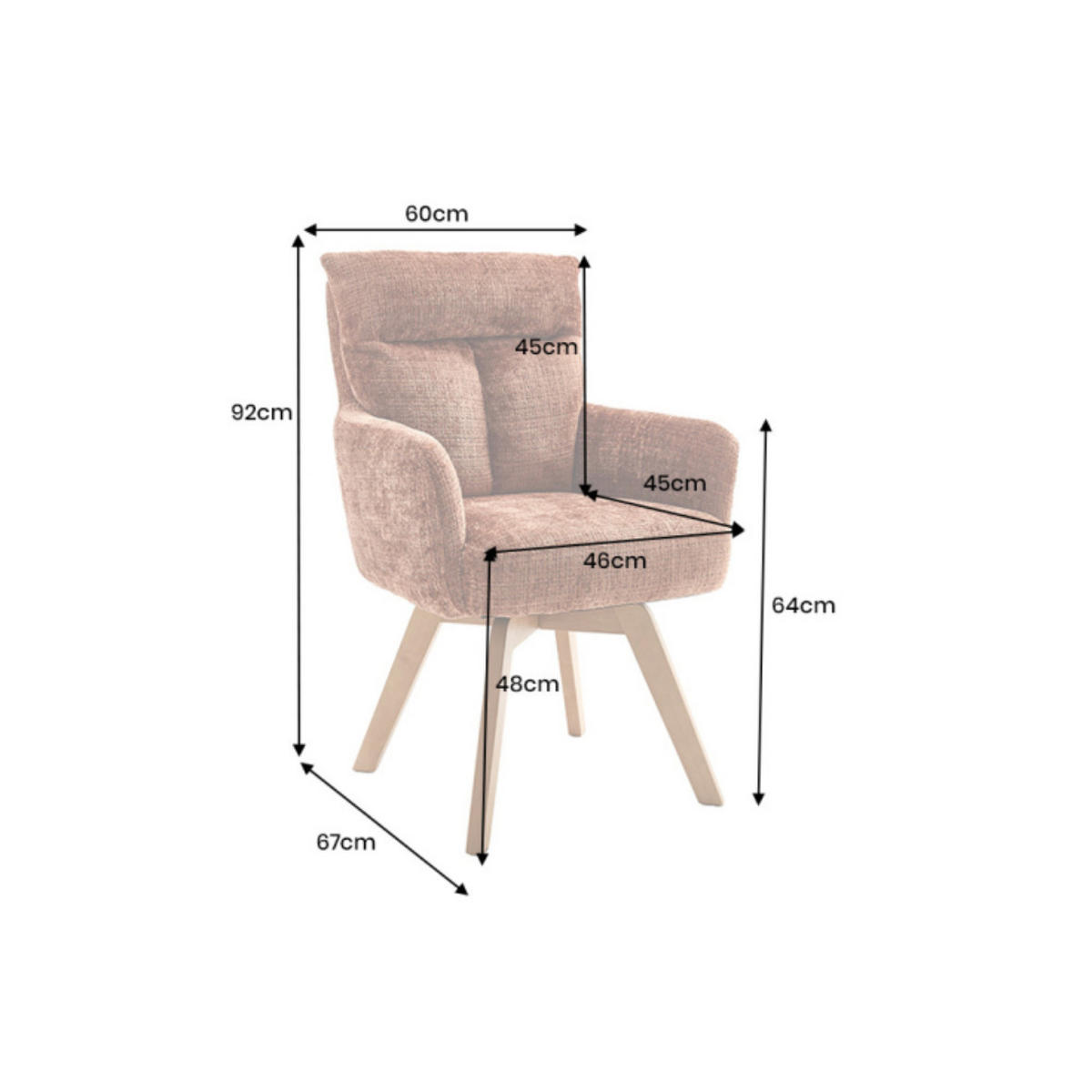 STUHL BIG GEORGE Chenille Braun 90 cm - Braun, Holz/Kunststoff (60/92/67cm) - riess-ambiente