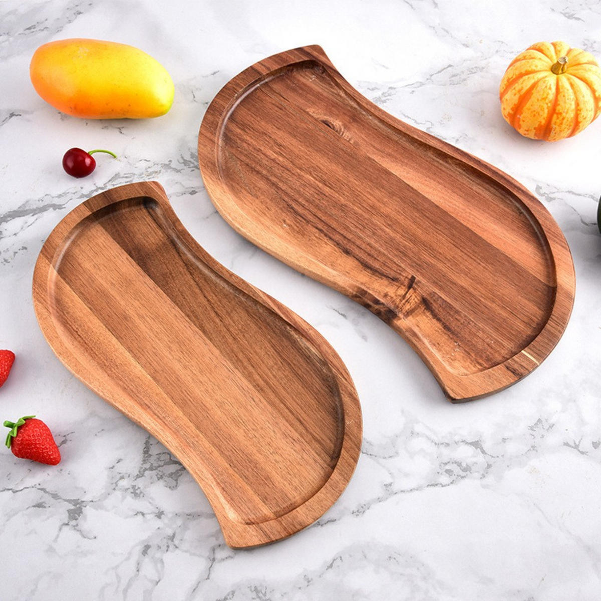 TABLETT, braun, Holz, S-förmig (Groß: 34 × 18,5 cm + Klein: 30 × 14 cm) - Braun, Holz (18.5/2/34cm) - Authentics