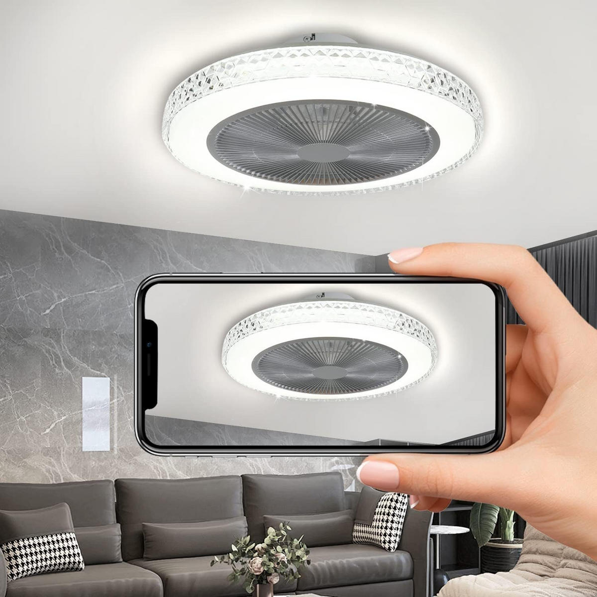 LED-DECKENLEUCHTE Vornis 49/49/20.5 cm - Weiß, Metall (49/49/20.5cm) - ZMH