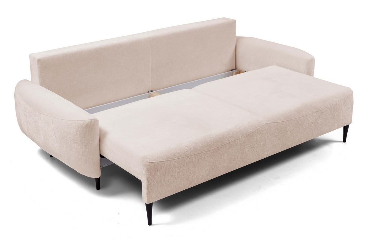 SOFA BOHO Mit Schlaffunktion Und Bettkasten, Wellenfederung, PUR-Schaum, Holzfüße, lose Rückenkissen, freistehend, 244x102x92 cm Rose - Rosa, Holz/Textil (244/92/102cm) - DomoHome