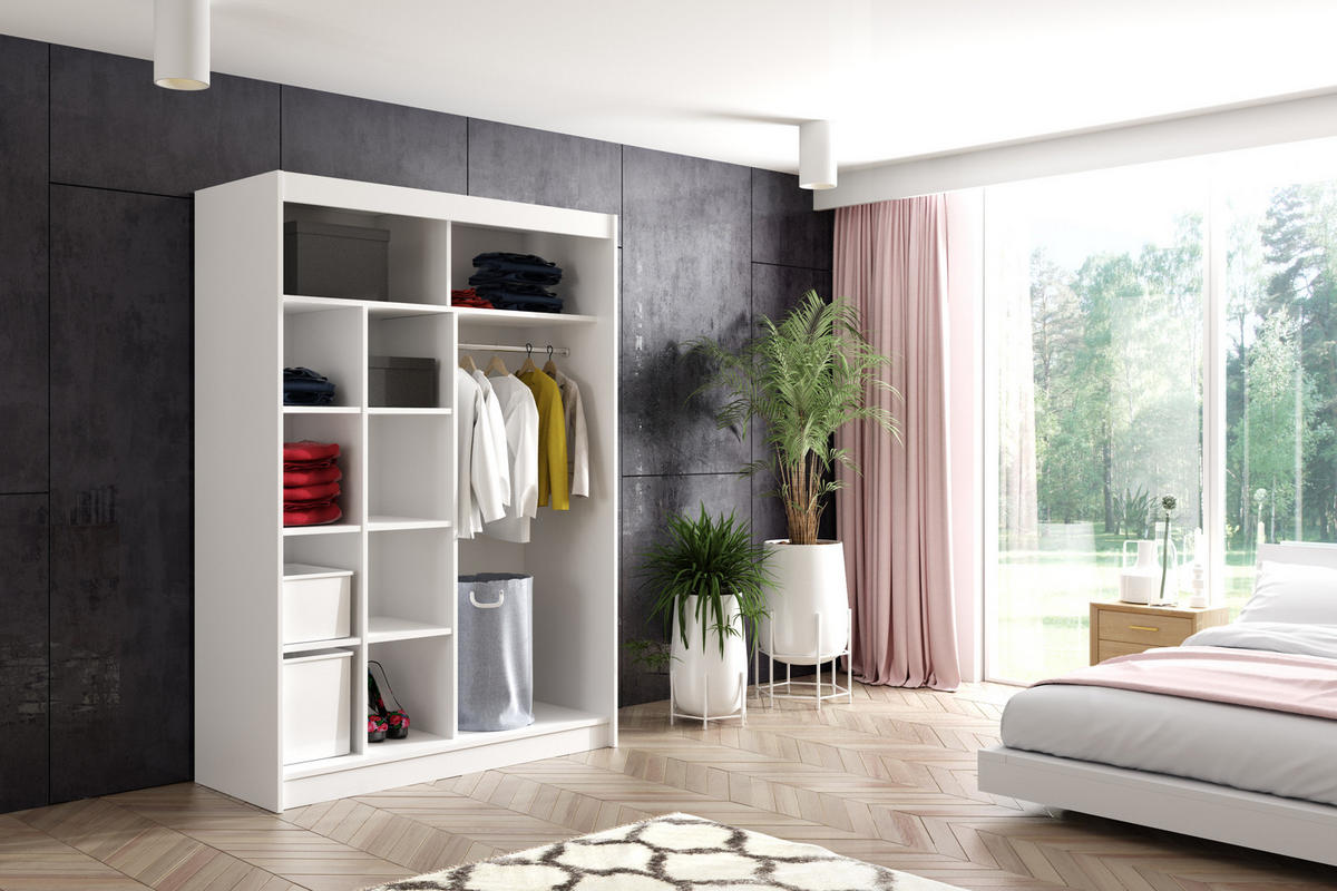 KLEIDERSCHRANK VILAN mit Spiegel - 150 cm - Eichefarben|Eiche Wotan - Eichefarben/Eiche Wotan, Holzwerkstoff (150/215/61cm) - ALTDECOR