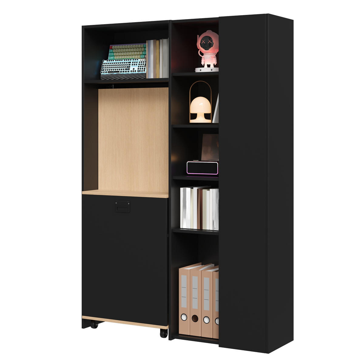 SCHREIBTISCH Klappbar mit Regal USB Steckdose Modern - Multicolor, Holzwerkstoff (30.5/104.5/160cm) - FLIEKS
