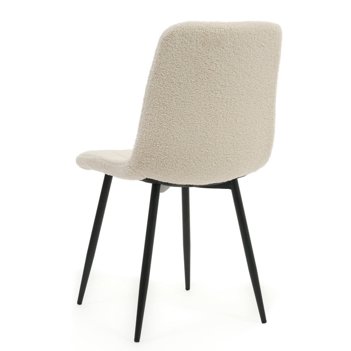 STUHL GELA gepolstert mit Steppung - hellbeige - Boucle TEDDY - Ecru/Schwarz, Textil/Metall (45/89/53cm) - NEW HOME