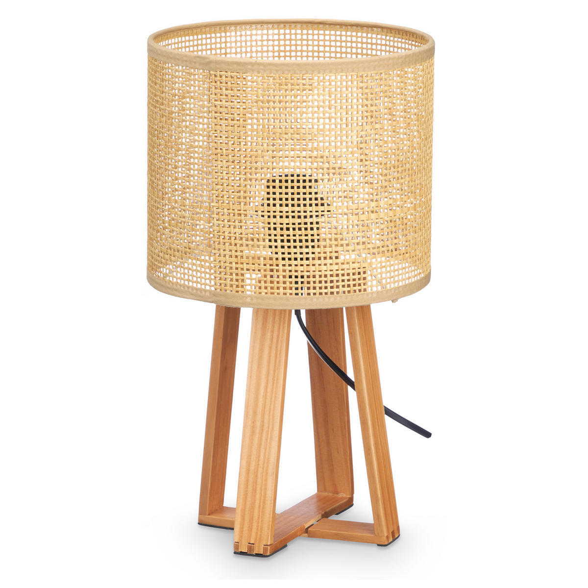 NACHTTISCHLAMPE Boho Natural 36 cm - Beige, Holz (20/20/36cm) - Giftdecor