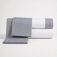 KOMPLET posteljnine iz 100 % bombaža z dekorativnim robom s črtami Modra ; Posteljnina za enojno posteljo - modra, tekstil (90/200cm) - The White Stone
