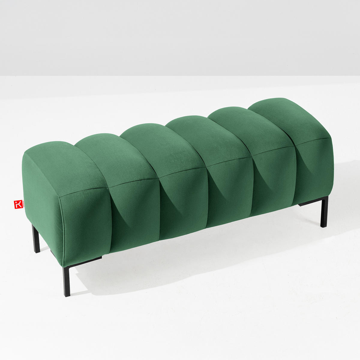 SITZHOCKER Polsterhocker PECCO, Veloursstoff - Dunkelgrau/Schwarz, Holz/Textil (120/50/50cm) - KONSIMO®