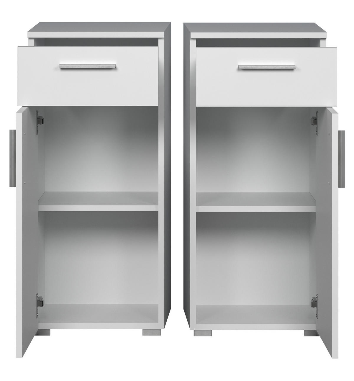 KOMMODE weiß Hochglanz 37 x 83 cm, Badschrank in modernem Design - Weiß Hochglanz/Silberfarben, Holzwerkstoff/Kunststoff (37/83/31cm) - Top.Furn