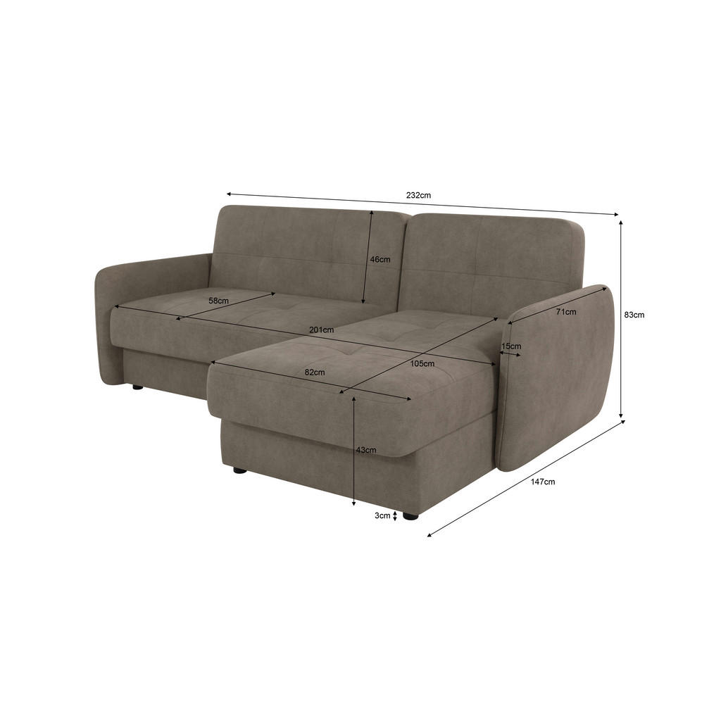 Thumbnail - S-Style Möbel Ecksofa, Beige, Textil, Echtholz,Buche, Birke, 4-Sitzer, Füllung: Schaumstoff, Eckteil, L-Form, Ottomane r...