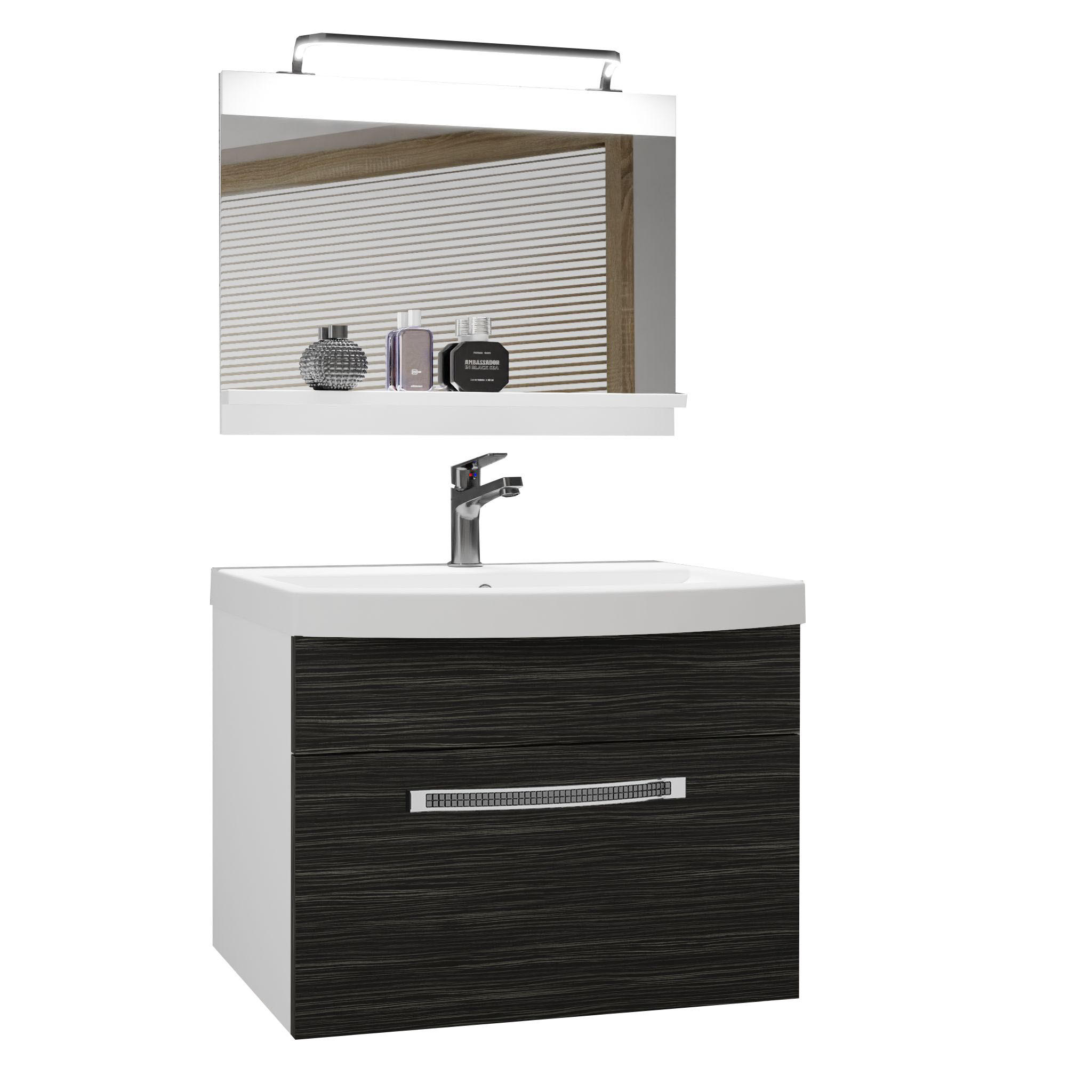 BADMÖBEL Badezimmer Königliches Ebenholz, Matt - Braun, Holz (60/51/40cm) - B BELINI GROUP