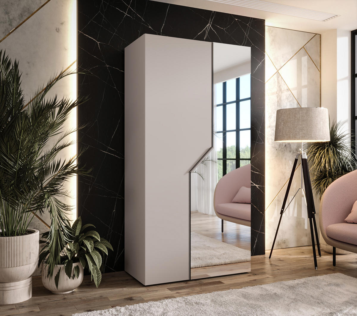 DREHTÜRENSCHRANK 202/100/52 2-türig - Beige, Holz/Metall (100/202/52cm) - Abiks Möbel