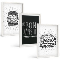 BILDER SET 3er Set - 40x60 cm Weißer Rahmen - Grafiken, Lebensmittel, kulinarische Slogans - Weiß, Kunststoff (40/60cm) - TULUP